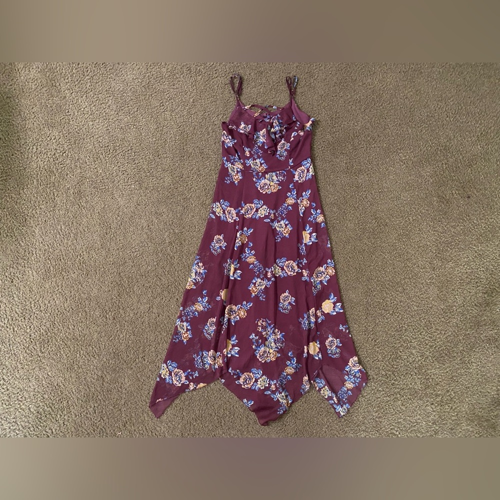 🌷Almost Famous floral burgundy dress Size Medium